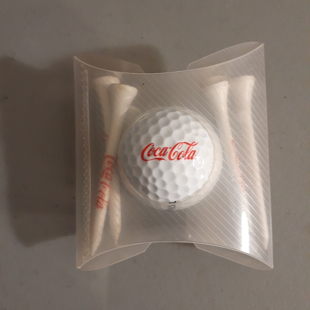 Vintage Coca Cola Golf Ball And 6 Coca Cola tees